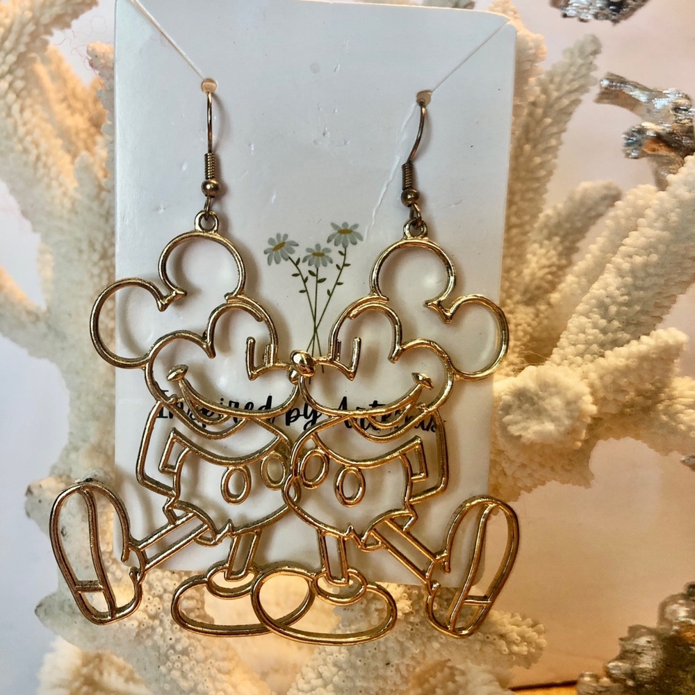 Disney Mickey Mouse Large Gold-tone Wire Drop Earrings